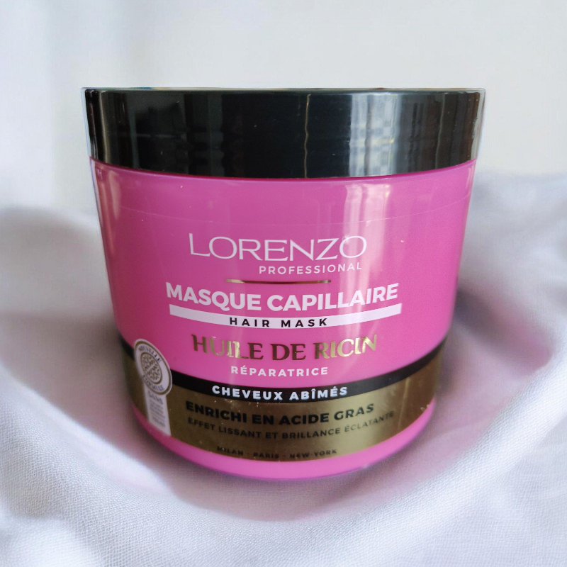 Soin Capillaire Lorenzo Professionnel 500 ml – Masque Nourrissant à l’Huile de Ricin
