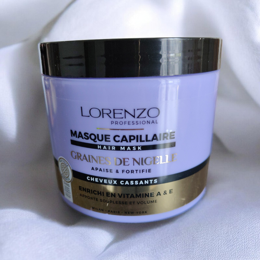 Soin Capillaire Lorenzo Professionnel 500 ml – Masque Nourrissant à la Graine de Nigelle