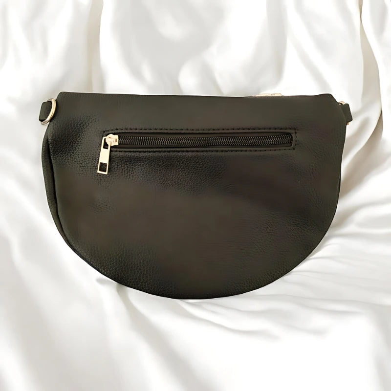 Sac banane noir cuir femme